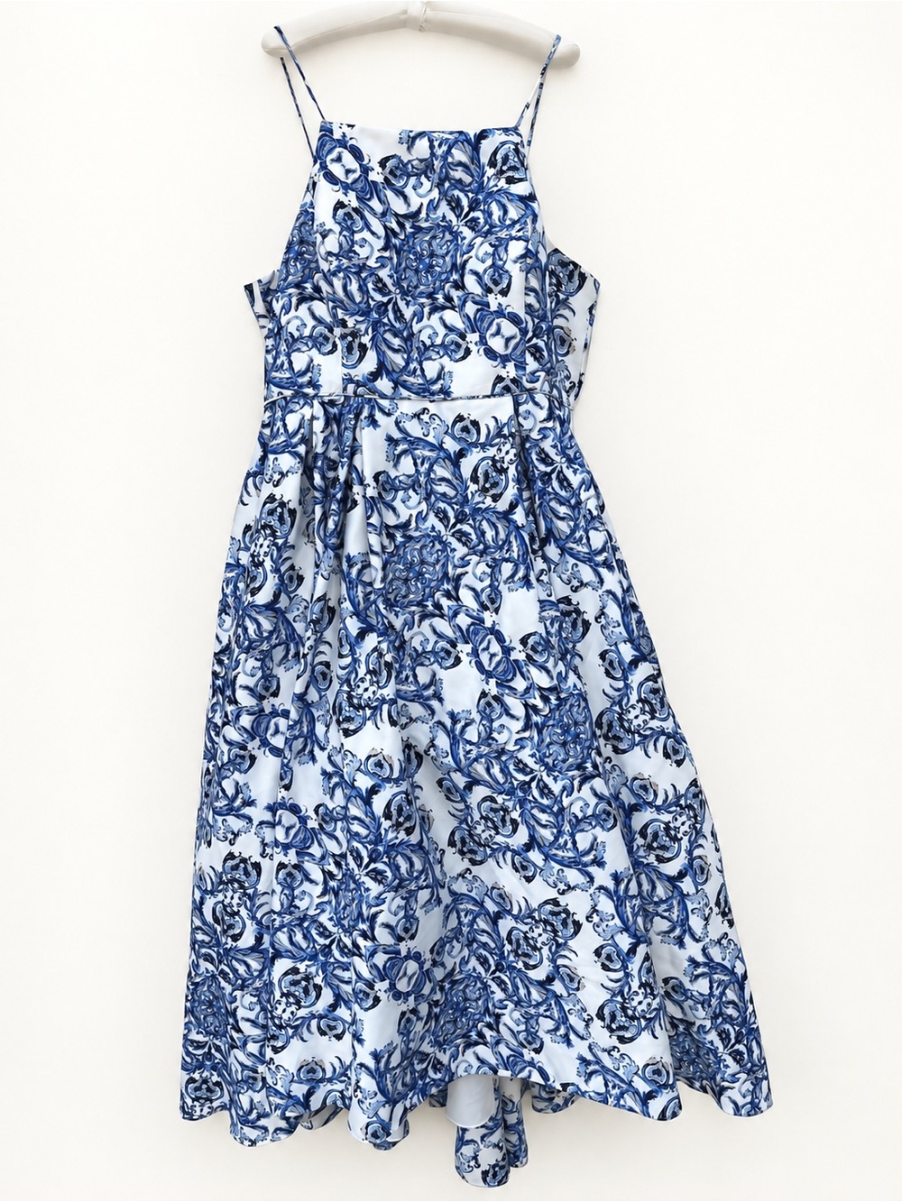 Stacy Adams Blue and White Floral Midi Dress 12 prom dinner occasions pocket - Picture 3 of 12